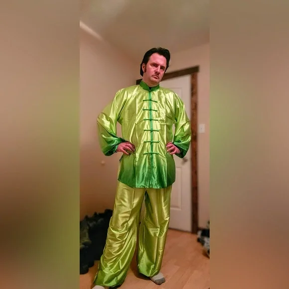 Men's Green Satin Suit. Super shiny